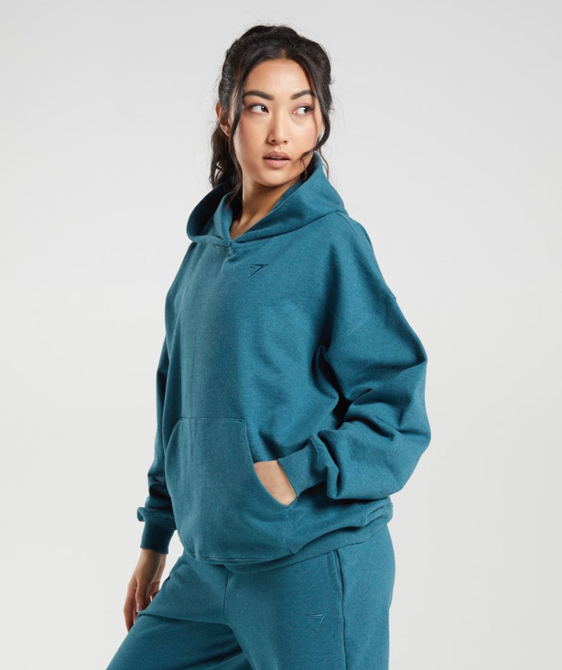 Women's Gymshark Rest Day Sweats Hoodie Turquoise | CA 1N7065